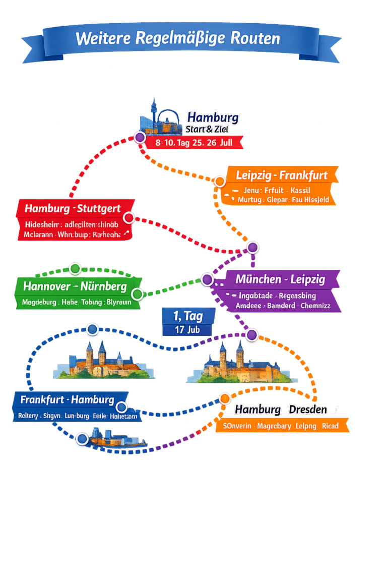 Weitere regelmäßige Routen ab Berlin